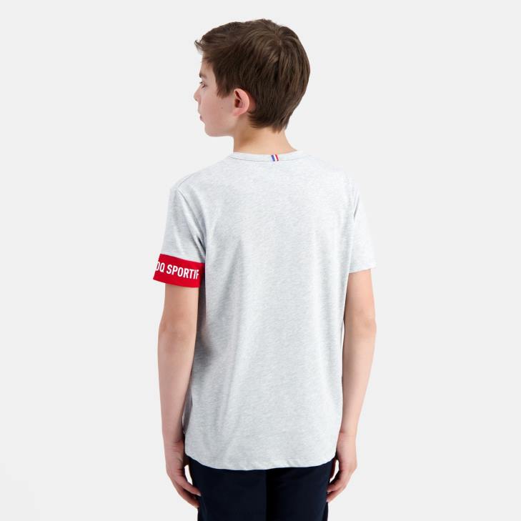 kleding LDBJ384 kinderen Le Coq Sportif t-shirt grijs