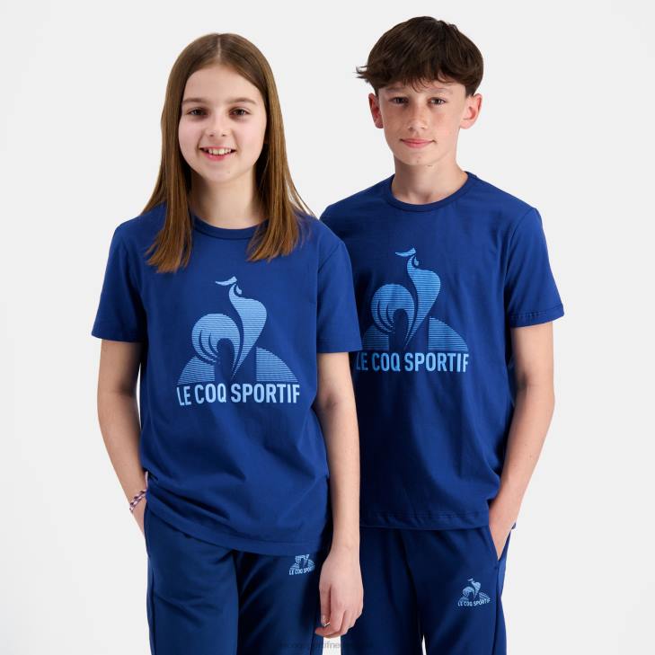 kleding LDBJ386 kinderen Le Coq Sportif t-shirtje blauw