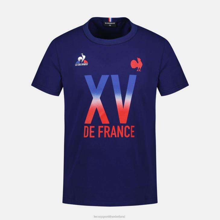 kleding LDBJ389 kinderen Le Coq Sportif t-shirt - xv de frankrijk blauw