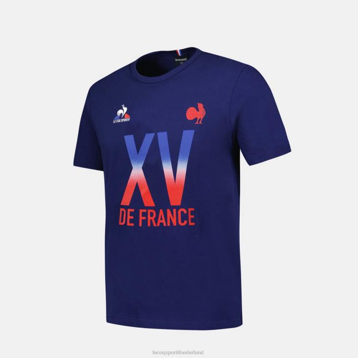 kleding LDBJ389 kinderen Le Coq Sportif t-shirt - xv de frankrijk blauw
