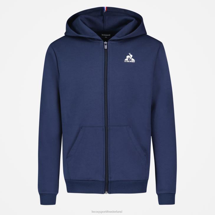 kleding LDBJ398 kinderen Le Coq Sportif sweatshirt met capuchon en ritssluiting blauw