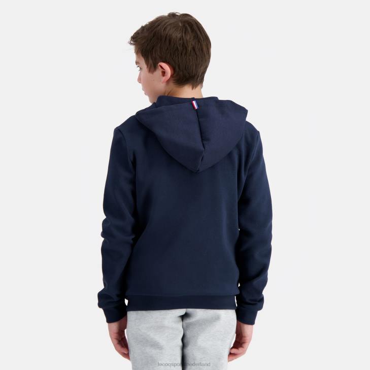 kleding LDBJ398 kinderen Le Coq Sportif sweatshirt met capuchon en ritssluiting blauw