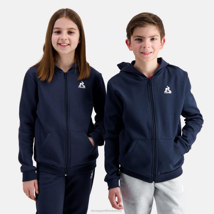 kleding LDBJ398 kinderen Le Coq Sportif sweatshirt met capuchon en ritssluiting blauw