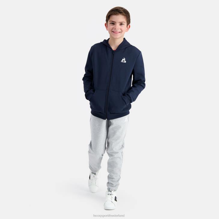 kleding LDBJ398 kinderen Le Coq Sportif sweatshirt met capuchon en ritssluiting blauw