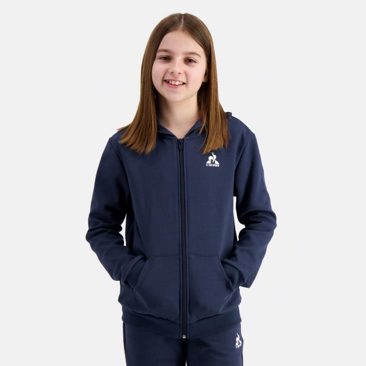 kleding LDBJ398 kinderen Le Coq Sportif sweatshirt met capuchon en ritssluiting blauw