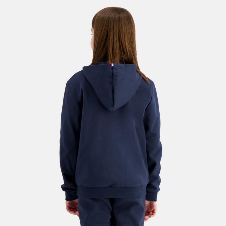 kleding LDBJ398 kinderen Le Coq Sportif sweatshirt met capuchon en ritssluiting blauw