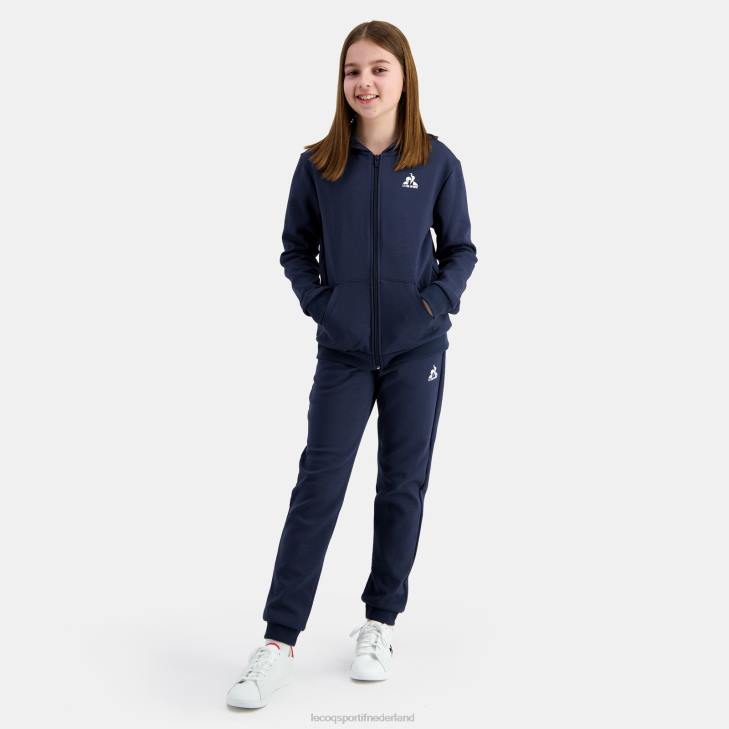 kleding LDBJ398 kinderen Le Coq Sportif sweatshirt met capuchon en ritssluiting blauw