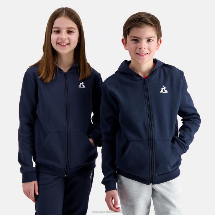 kleding LDBJ398 kinderen Le Coq Sportif sweatshirt met capuchon en ritssluiting blauw