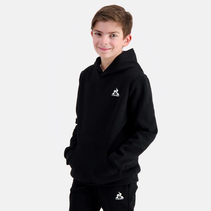kleding LDBJ399 kinderen Le Coq Sportif sweatshirt met capuchon zwart