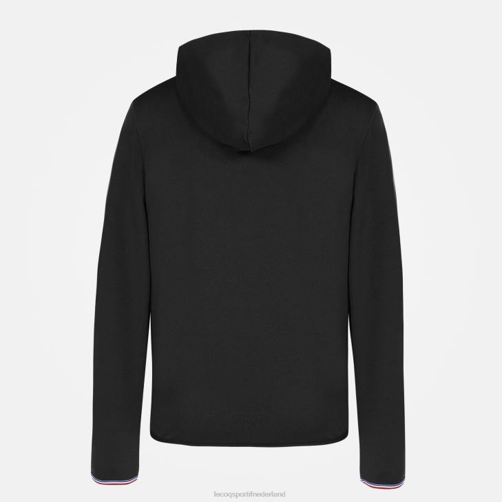 kleding LDBJ400 kinderen Le Coq Sportif sweatshirt met capuchon en ritssluiting zwart