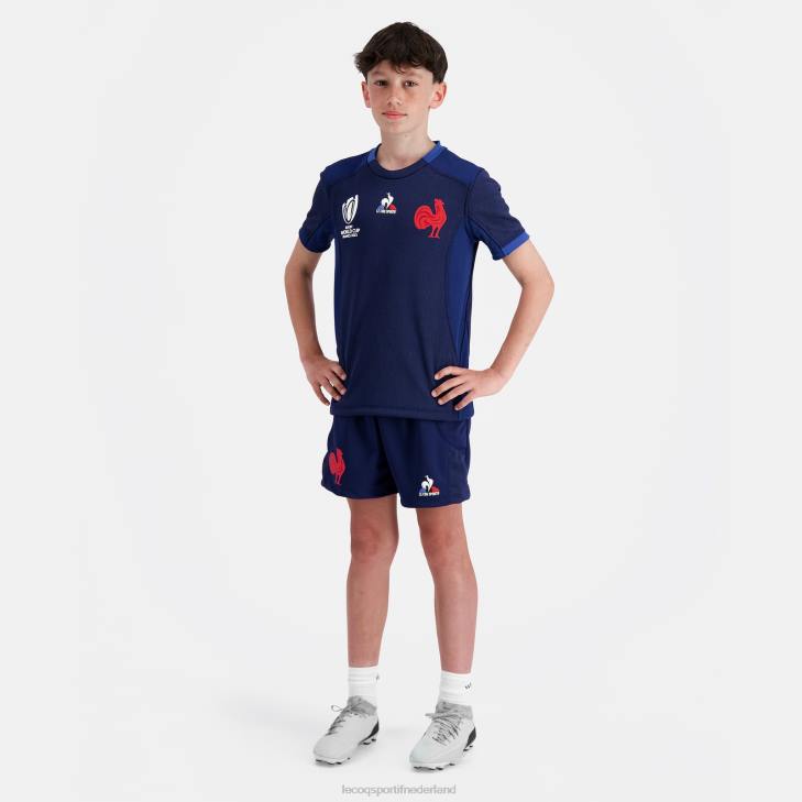 kleding LDBJ413 kinderen Le Coq Sportif replica kort - xv de france blauw