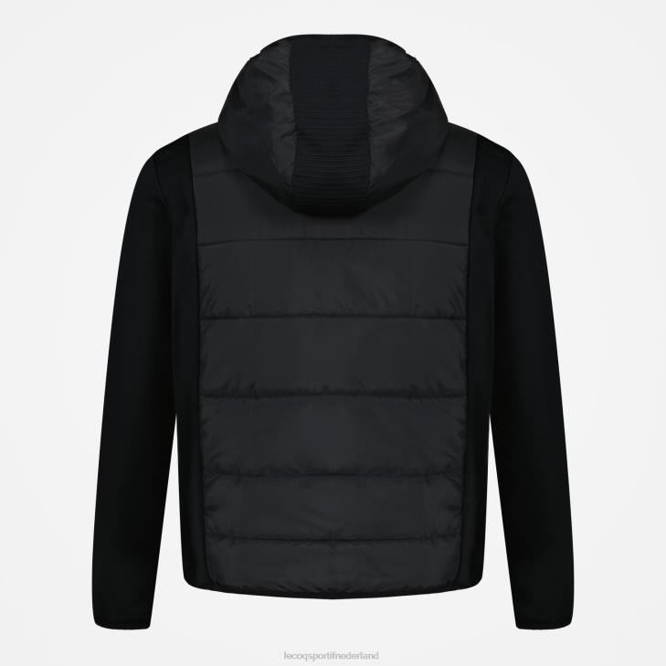 kleding LDBJ450 Heren Le Coq Sportif sweatshirt met capuchon en ritssluiting zwart