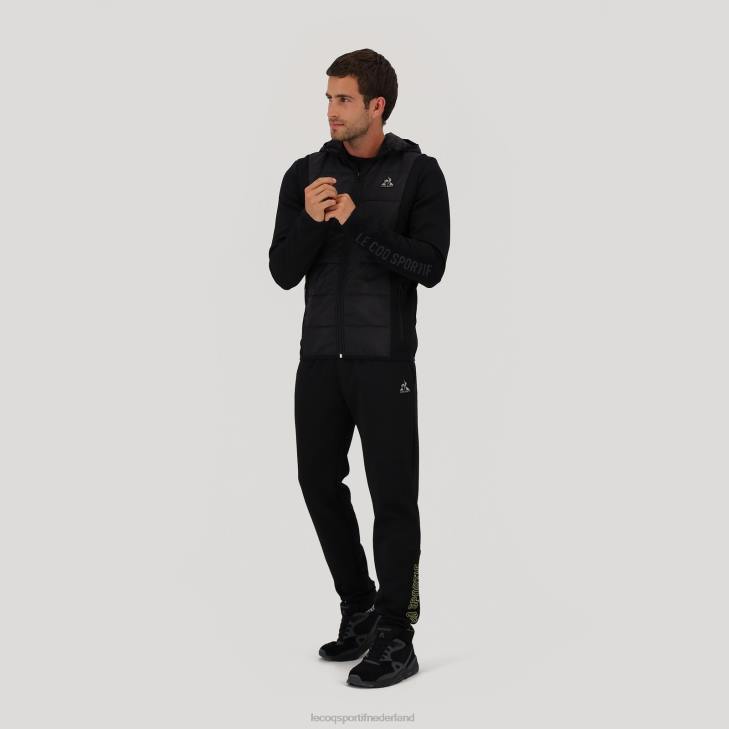 kleding LDBJ450 Heren Le Coq Sportif sweatshirt met capuchon en ritssluiting zwart