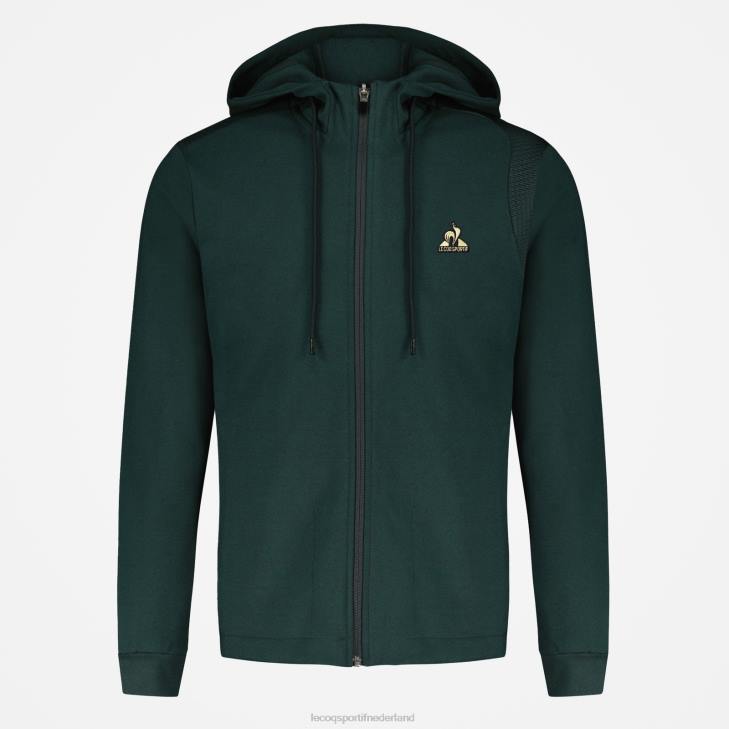 kleding LDBJ462 Heren Le Coq Sportif sweatshirt met capuchon en ritssluiting groen