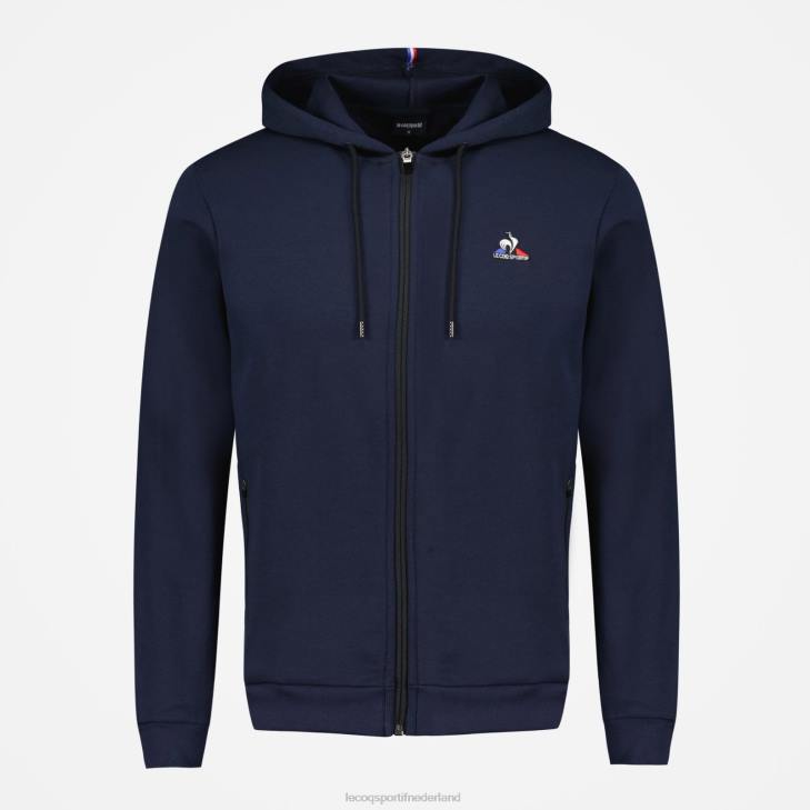 kleding LDBJ47 Heren Le Coq Sportif sweatshirt met capuchon en ritssluiting blauw