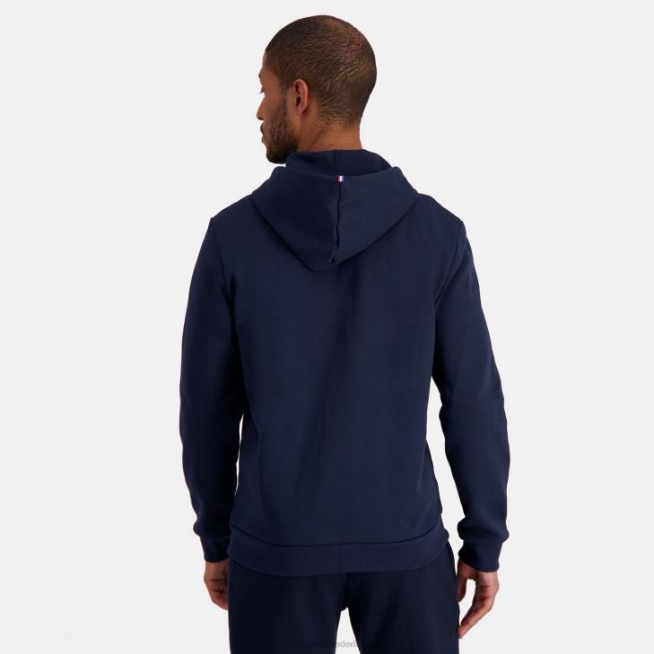 kleding LDBJ47 Heren Le Coq Sportif sweatshirt met capuchon en ritssluiting blauw