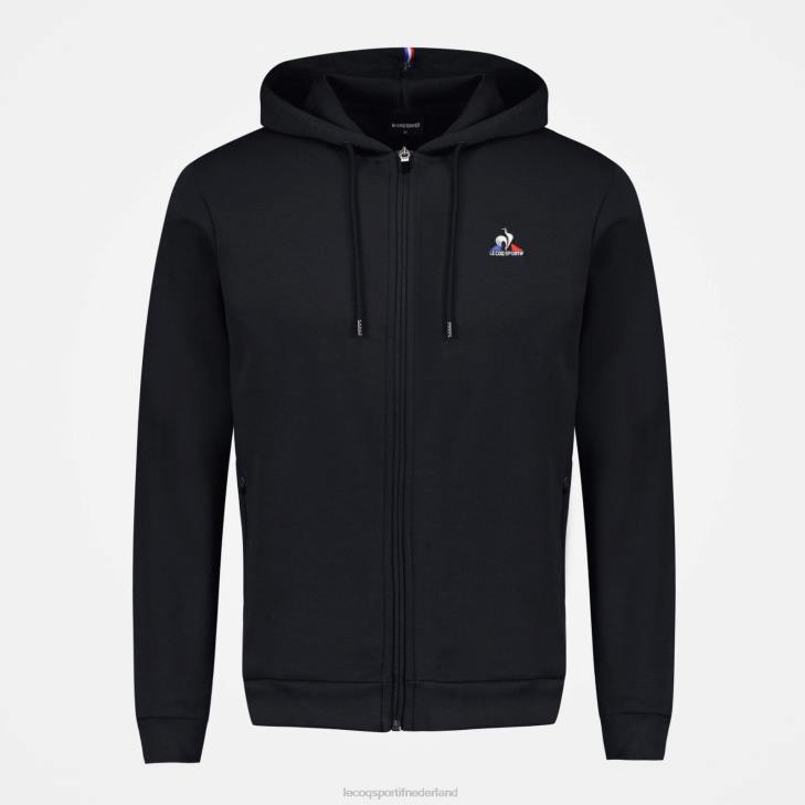kleding LDBJ48 Heren Le Coq Sportif sweatshirt met capuchon en ritssluiting zwart