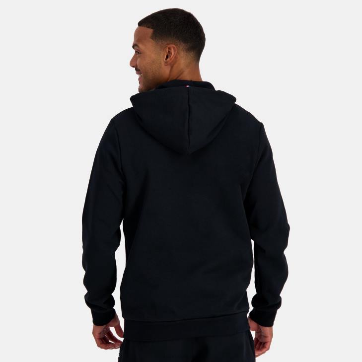 kleding LDBJ48 Heren Le Coq Sportif sweatshirt met capuchon en ritssluiting zwart