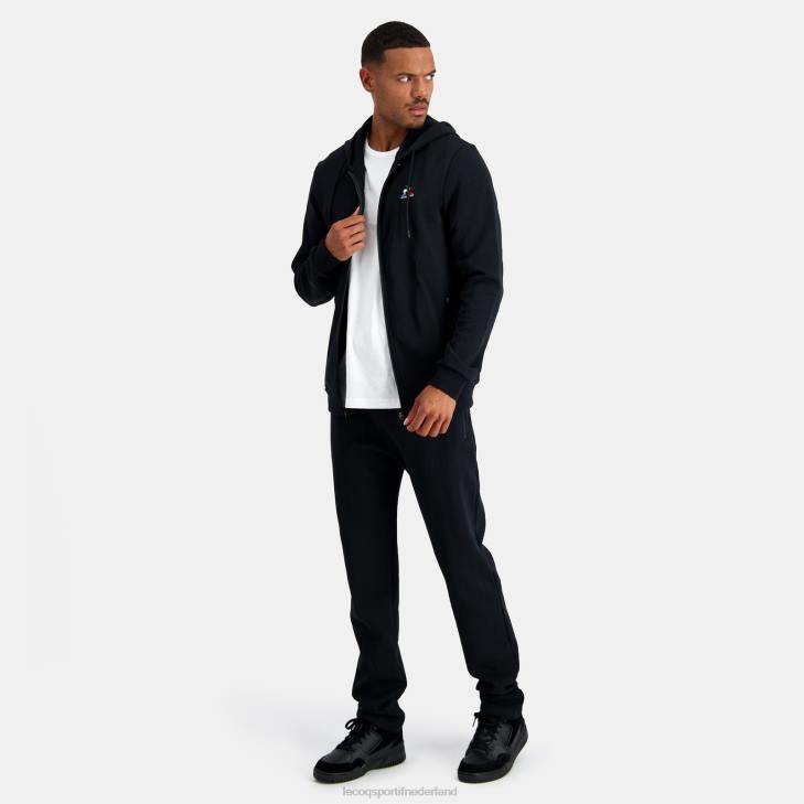 kleding LDBJ48 Heren Le Coq Sportif sweatshirt met capuchon en ritssluiting zwart