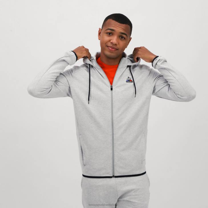 kleding LDBJ485 Heren Le Coq Sportif sweatshirt met capuchon en ritssluiting grijs