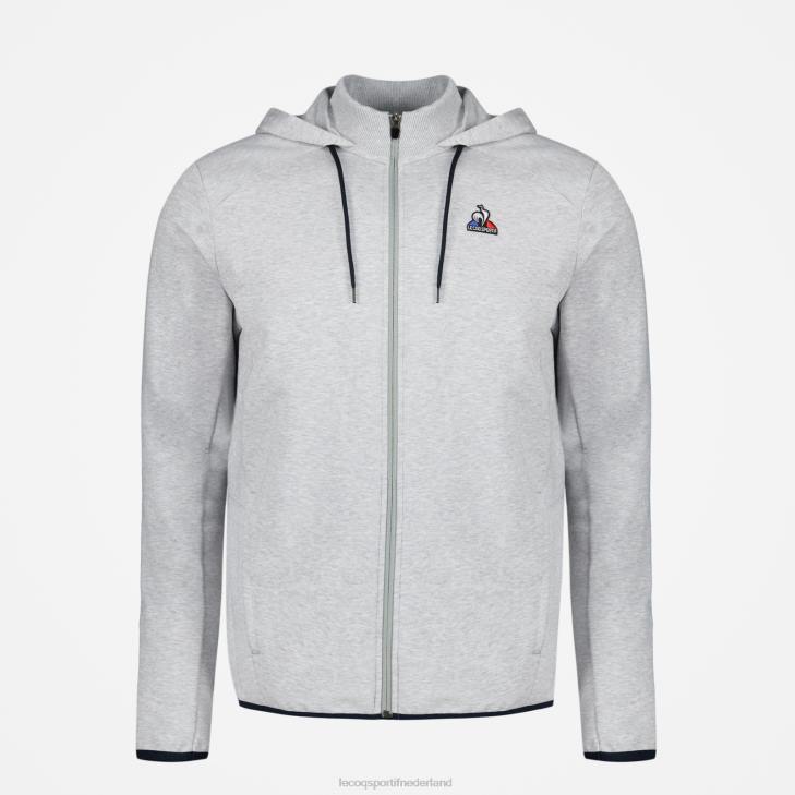 kleding LDBJ485 Heren Le Coq Sportif sweatshirt met capuchon en ritssluiting grijs