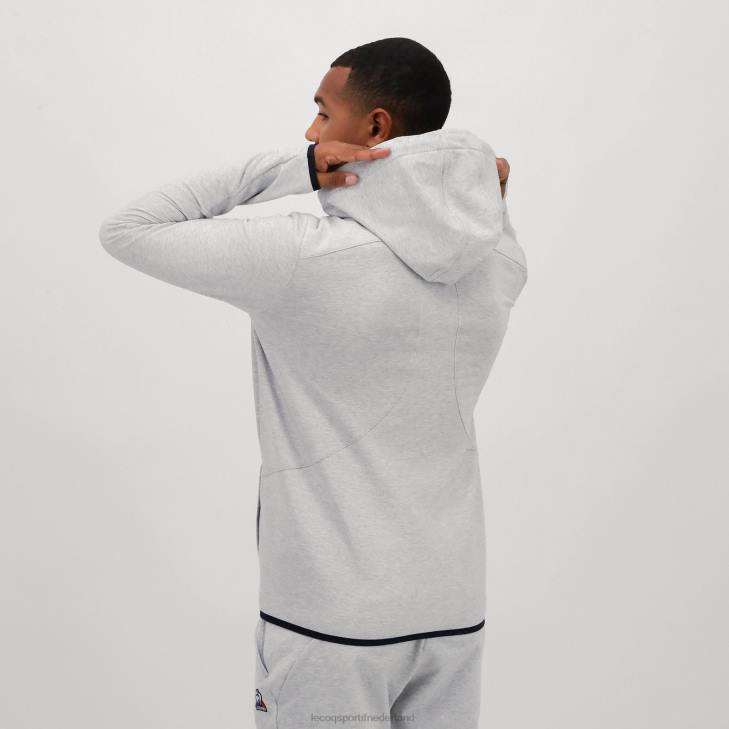 kleding LDBJ485 Heren Le Coq Sportif sweatshirt met capuchon en ritssluiting grijs
