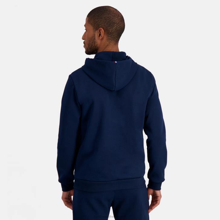 kleding LDBJ49 Heren Le Coq Sportif sweatshirt met capuchon en ritssluiting blauw