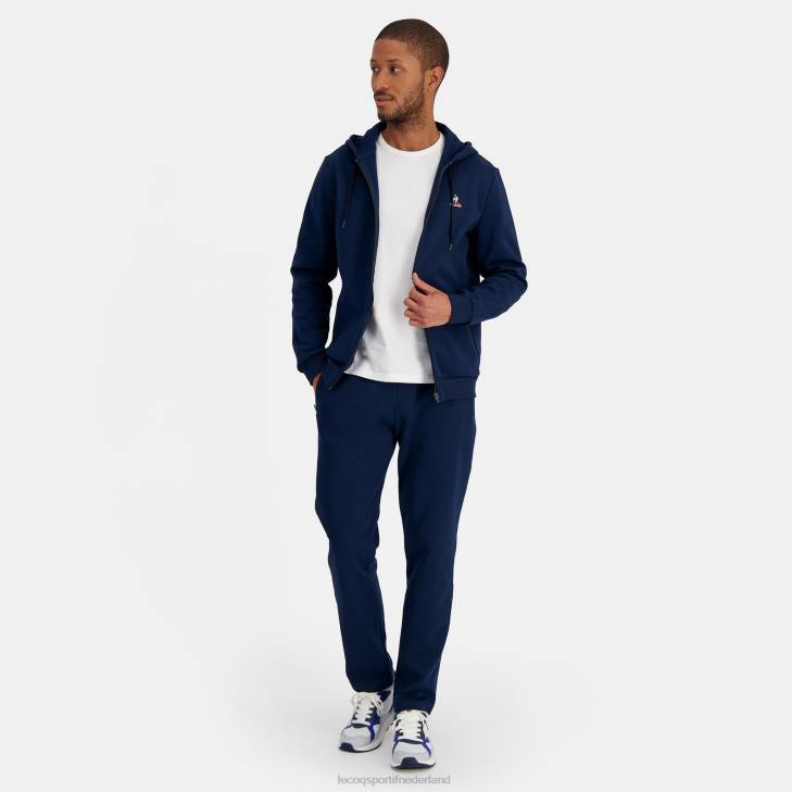 kleding LDBJ49 Heren Le Coq Sportif sweatshirt met capuchon en ritssluiting blauw