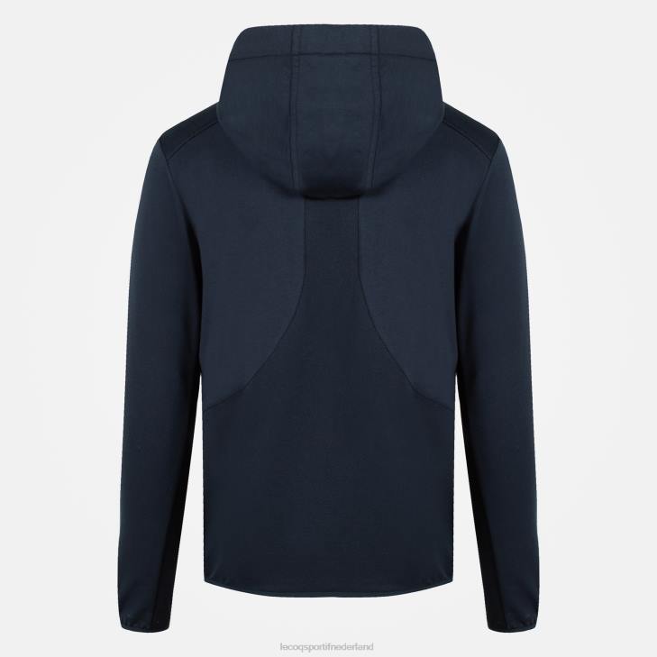 kleding LDBJ490 Heren Le Coq Sportif sweatshirt met capuchon en ritssluiting blauw
