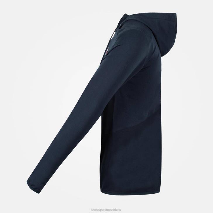 kleding LDBJ490 Heren Le Coq Sportif sweatshirt met capuchon en ritssluiting blauw