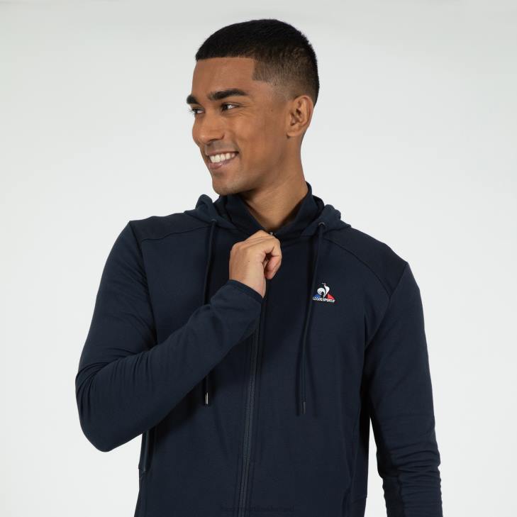 kleding LDBJ490 Heren Le Coq Sportif sweatshirt met capuchon en ritssluiting blauw
