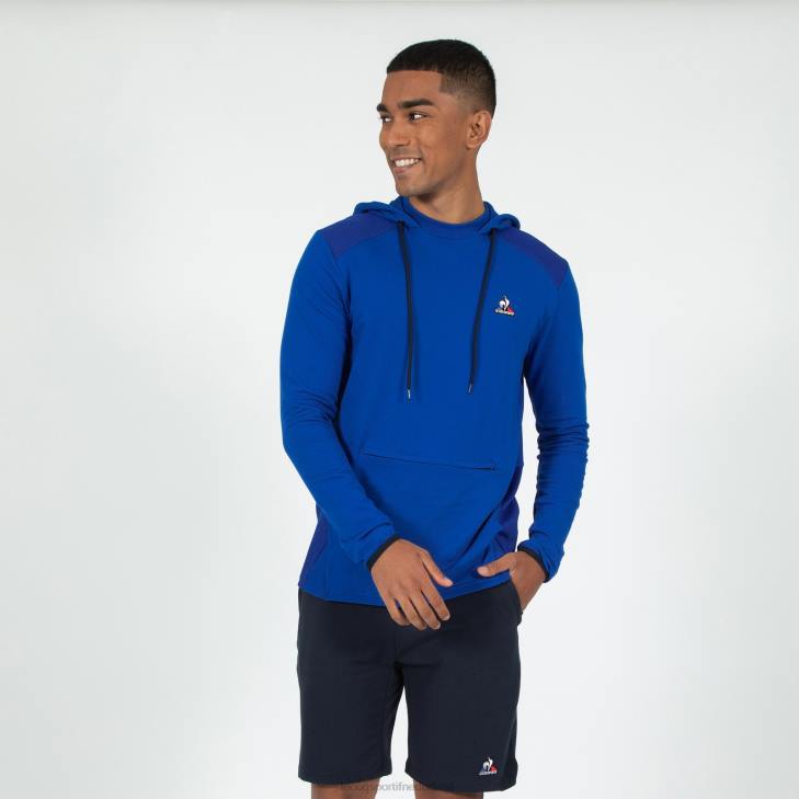 kleding LDBJ491 Heren Le Coq Sportif sweatshirt met capuchon blauw