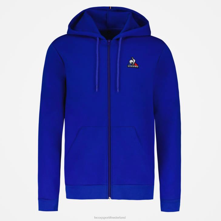 kleding LDBJ54 Heren Le Coq Sportif sweatshirt met capuchon en ritssluiting blauw