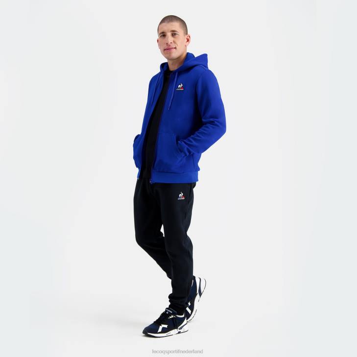 kleding LDBJ54 Heren Le Coq Sportif sweatshirt met capuchon en ritssluiting blauw