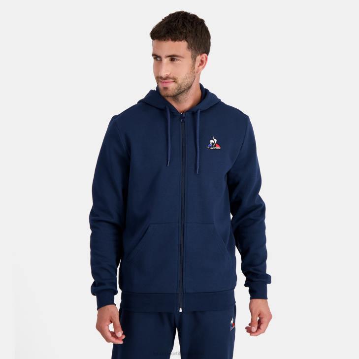kleding LDBJ55 Heren Le Coq Sportif sweatshirt met capuchon en ritssluiting blauw