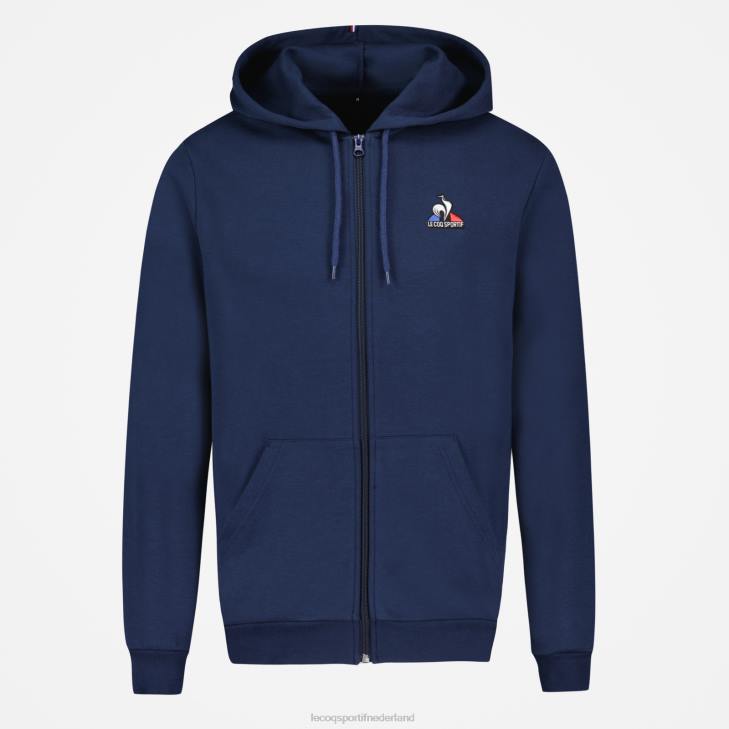 kleding LDBJ55 Heren Le Coq Sportif sweatshirt met capuchon en ritssluiting blauw