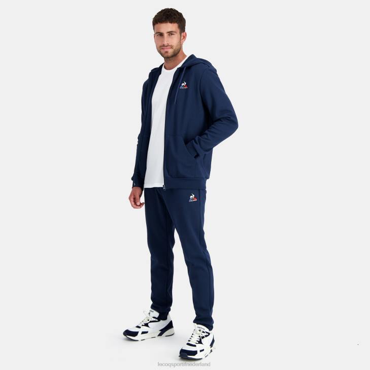 kleding LDBJ55 Heren Le Coq Sportif sweatshirt met capuchon en ritssluiting blauw