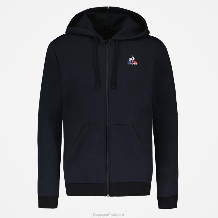 kleding LDBJ56 Heren Le Coq Sportif sweatshirt met capuchon en ritssluiting zwart