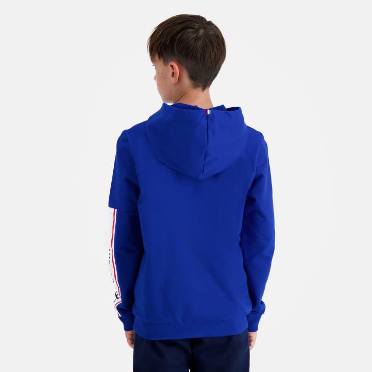 kleding LDBJ653 kinderen Le Coq Sportif sweatshirt met capuchon blauw