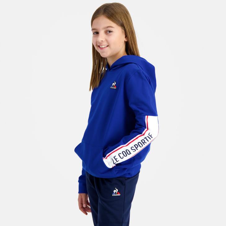kleding LDBJ653 kinderen Le Coq Sportif sweatshirt met capuchon blauw