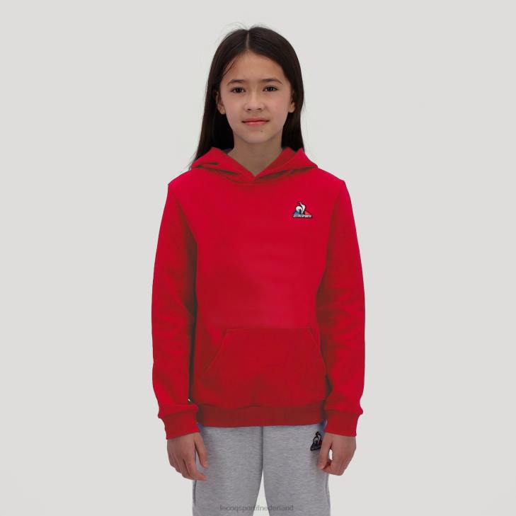 kleding LDBJ668 kinderen Le Coq Sportif sweatshirt met capuchon rood
