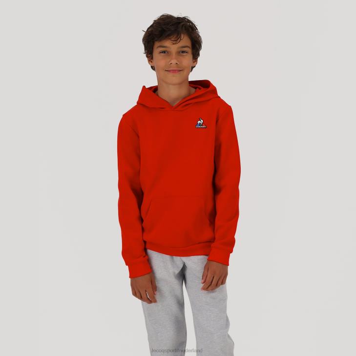 kleding LDBJ668 kinderen Le Coq Sportif sweatshirt met capuchon rood