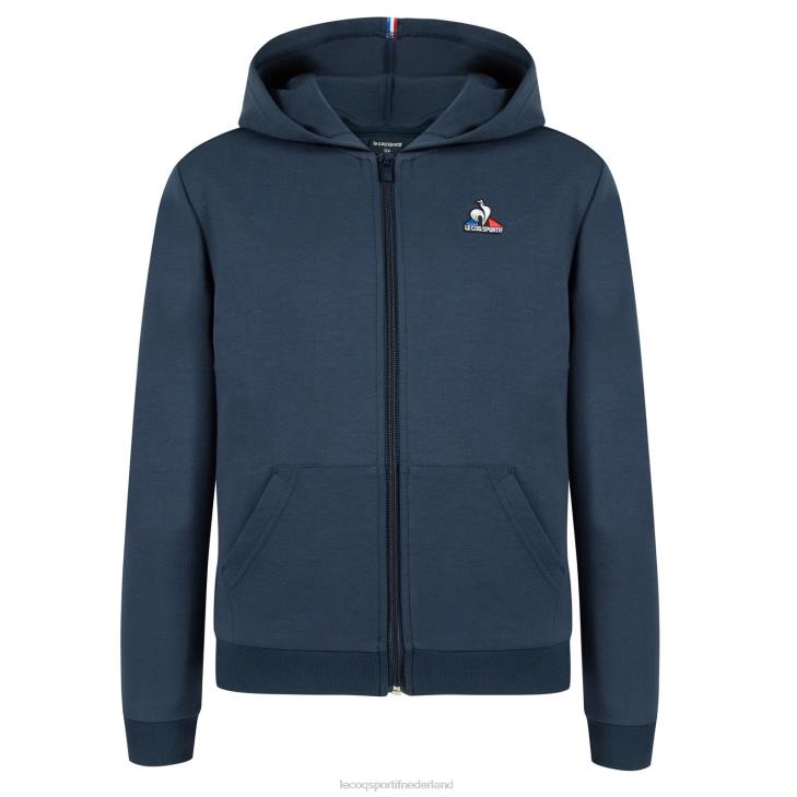 kleding LDBJ670 kinderen Le Coq Sportif sweatshirt met capuchon en ritssluiting blauw