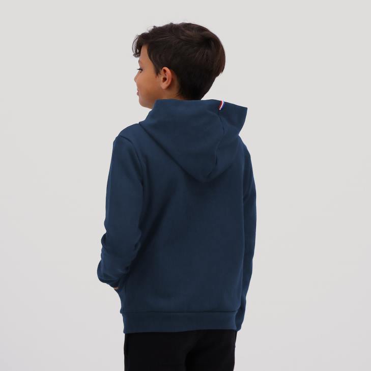 kleding LDBJ670 kinderen Le Coq Sportif sweatshirt met capuchon en ritssluiting blauw