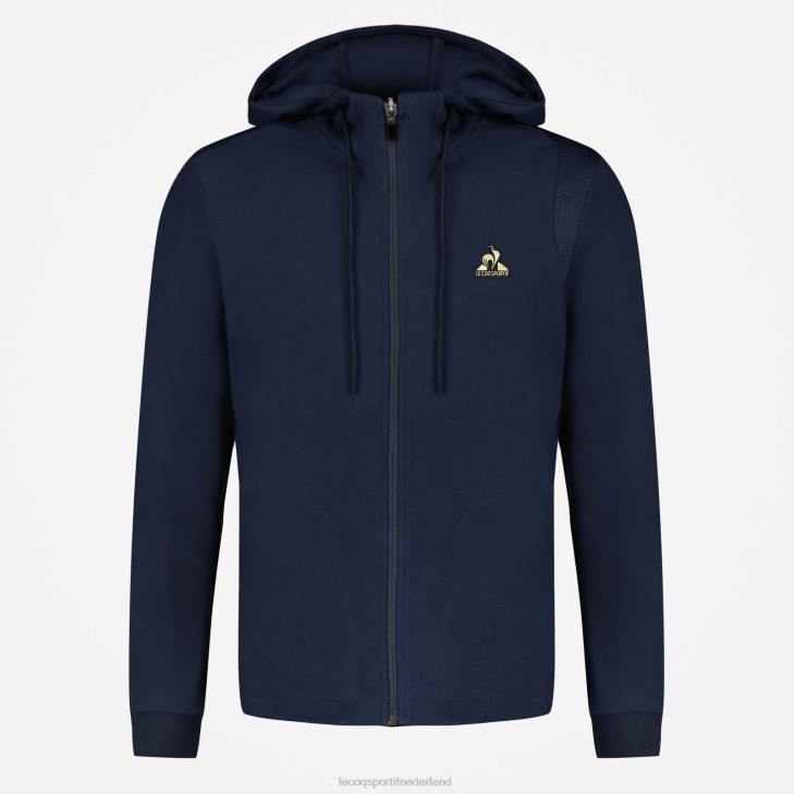 kleding LDBJ69 Heren Le Coq Sportif sweatshirt met capuchon en ritssluiting blauw
