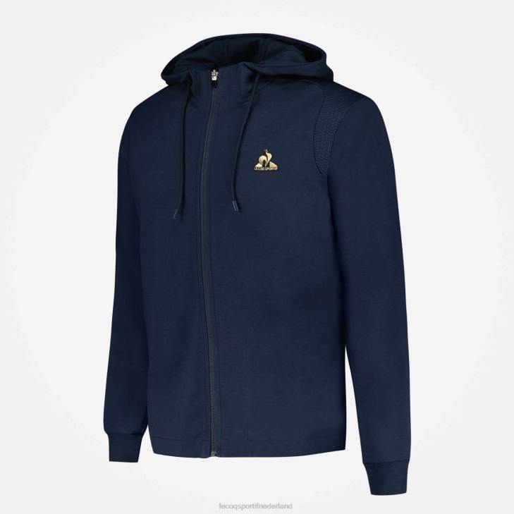 kleding LDBJ69 Heren Le Coq Sportif sweatshirt met capuchon en ritssluiting blauw