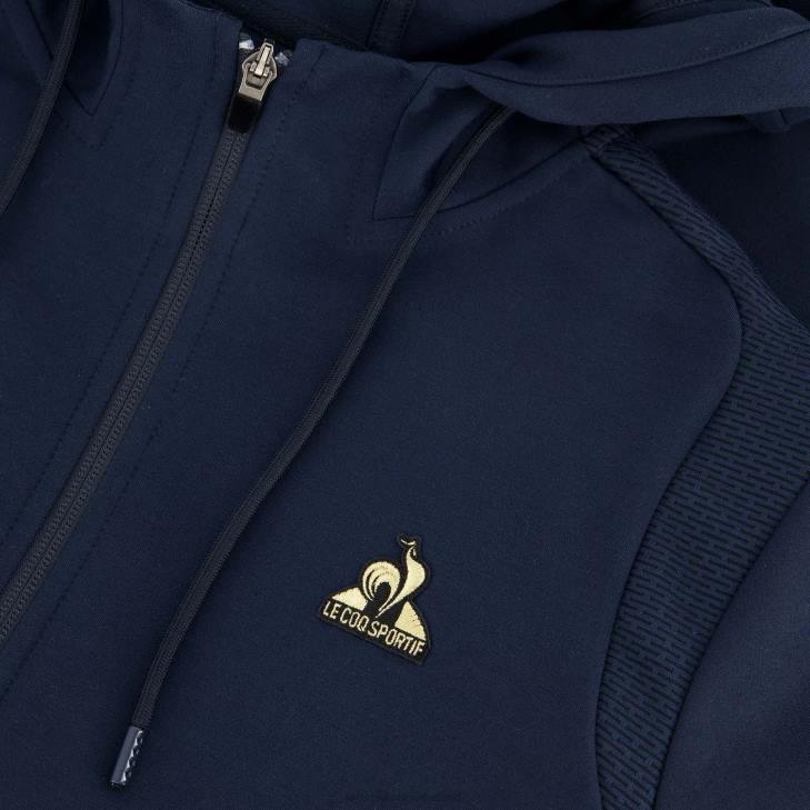kleding LDBJ69 Heren Le Coq Sportif sweatshirt met capuchon en ritssluiting blauw