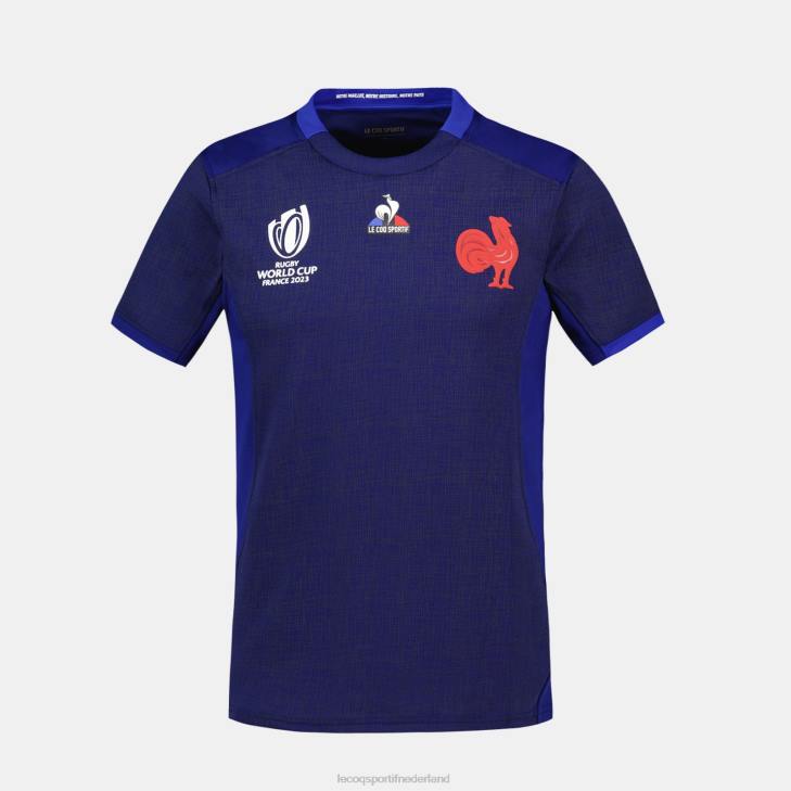 kleding LDBJ692 Heren Le Coq Sportif replica jersey xv de france - rugby wereldbeker 2023 blauw
