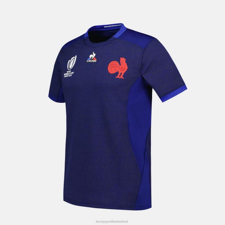 kleding LDBJ692 Heren Le Coq Sportif replica jersey xv de france - rugby wereldbeker 2023 blauw