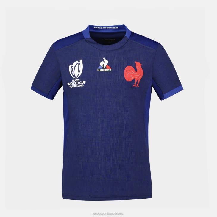 kleding LDBJ694 kinderen Le Coq Sportif replica jersey xv de france - rugby wereldbeker 2023 blauw